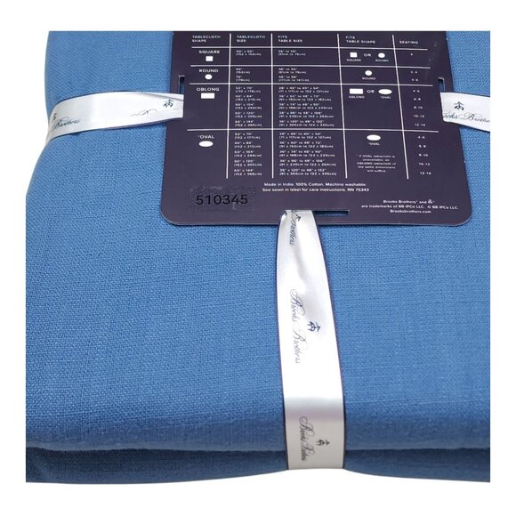 Brooks Brothers Oblong Tablecloth & Napkins Set 60"x104" 18"x18" Napkins Blue - Picture 11 of 13
